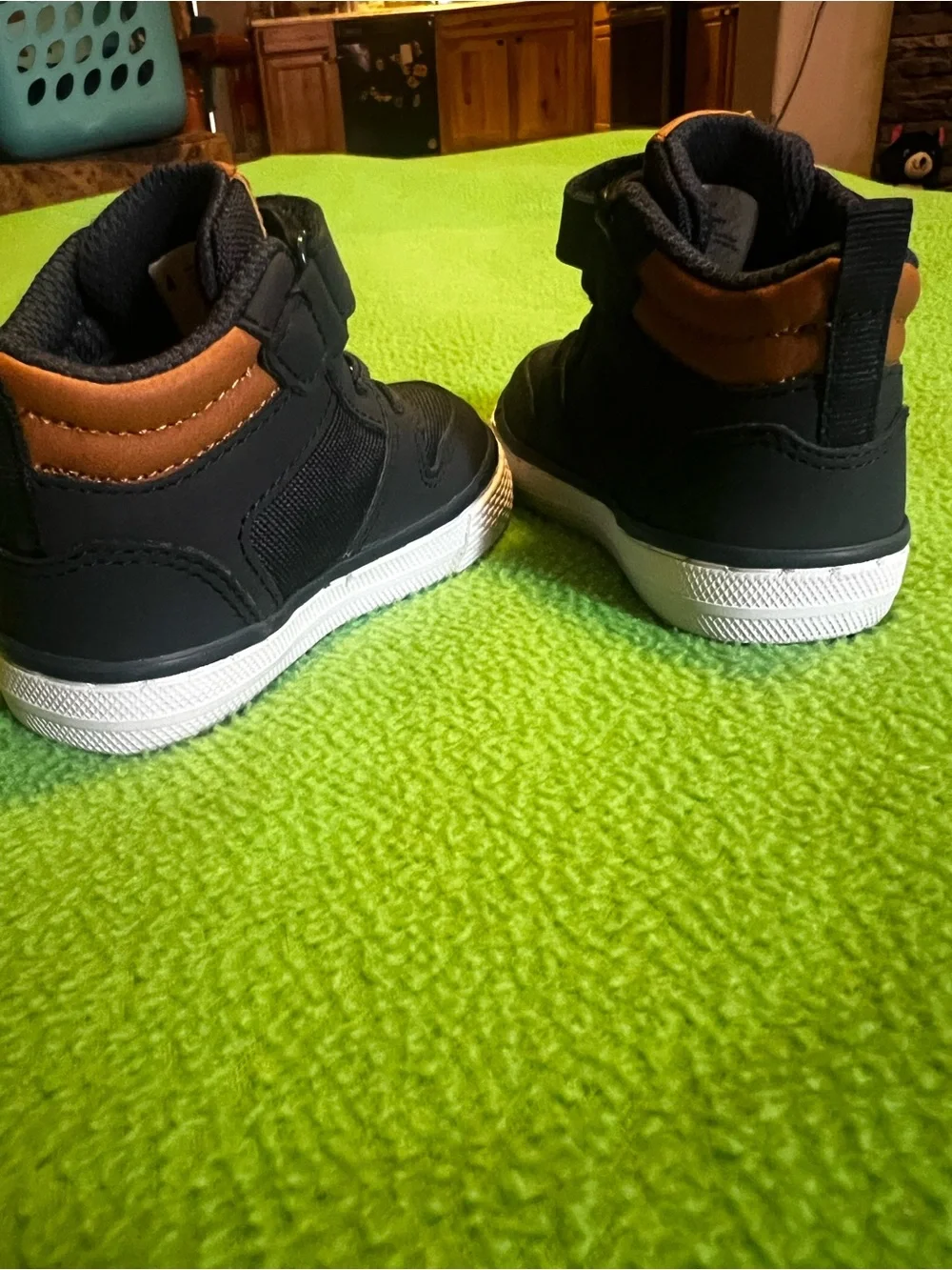 The Children's Place Navy High-Top Sneakers with Tan Accent
